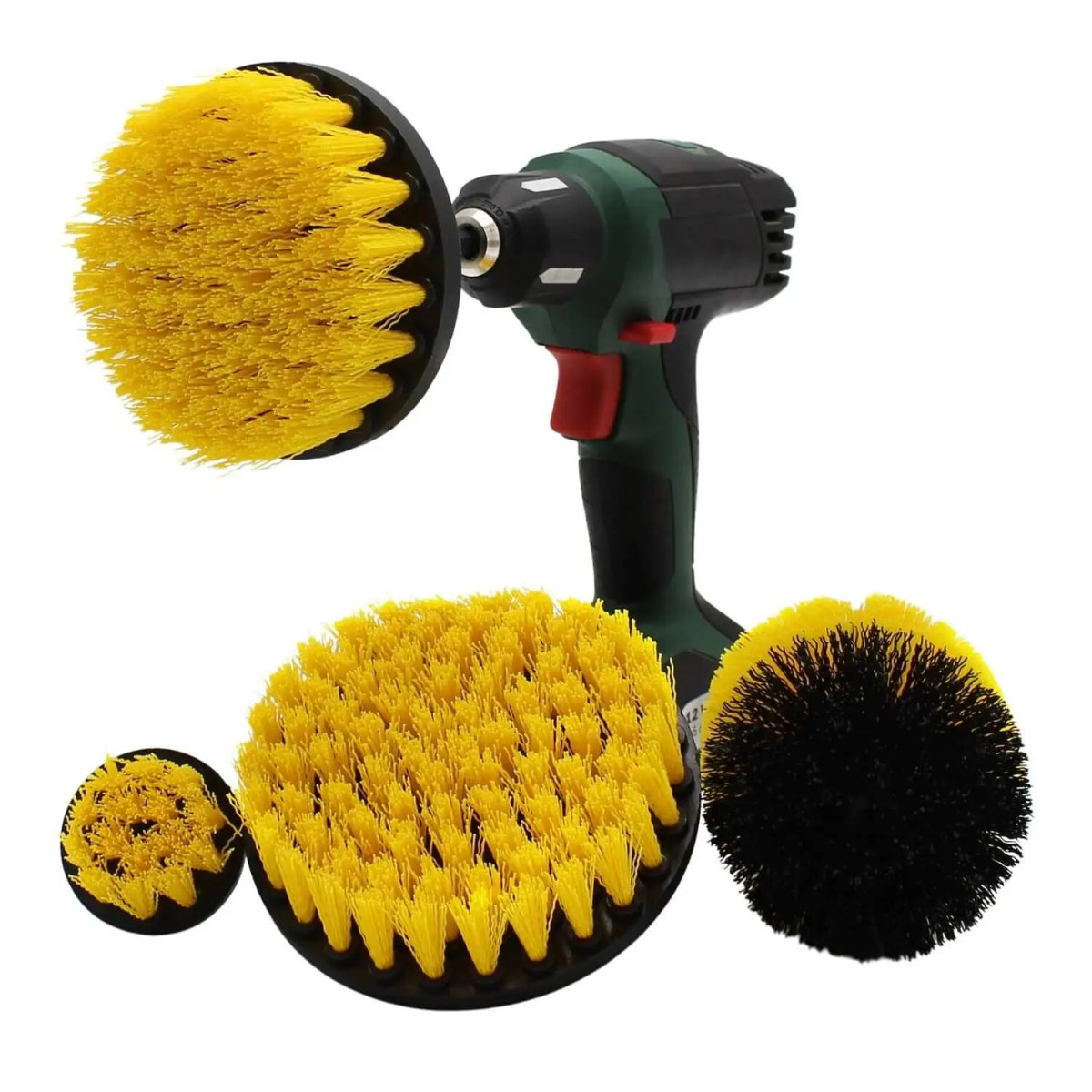 Drillbrush carpet cleaning brush set with drill attachments