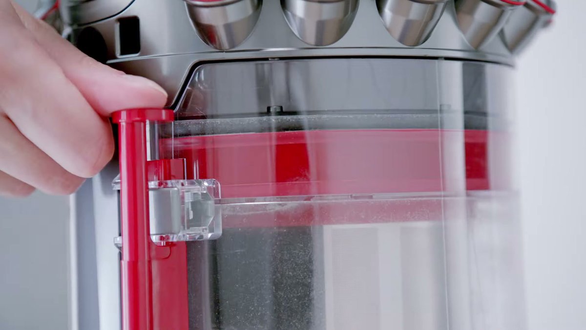 Close-up of bin-emptying mechanism on Dyson Big Ball Multi Floor Canister vacuum