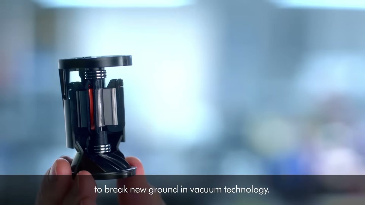 Close-up of Dyson V10 Absolute (Refurbished/New) motor and internal components held in hand