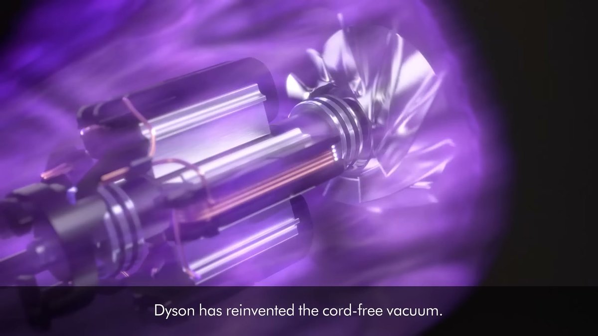 Close-up of Dyson V10 Absolute (Refurbished/New) motor with purple lighting effect
