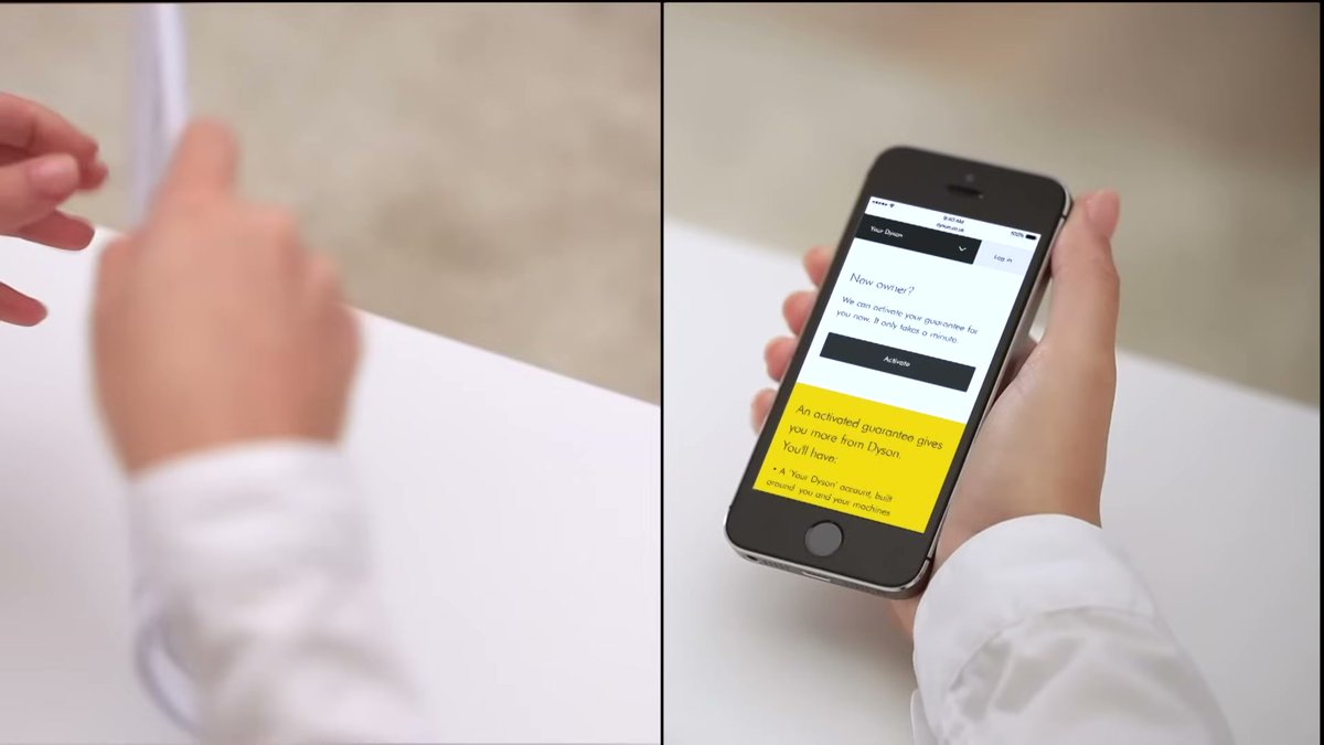 Dyson V10 Absolute app activation screen on smartphone during setup