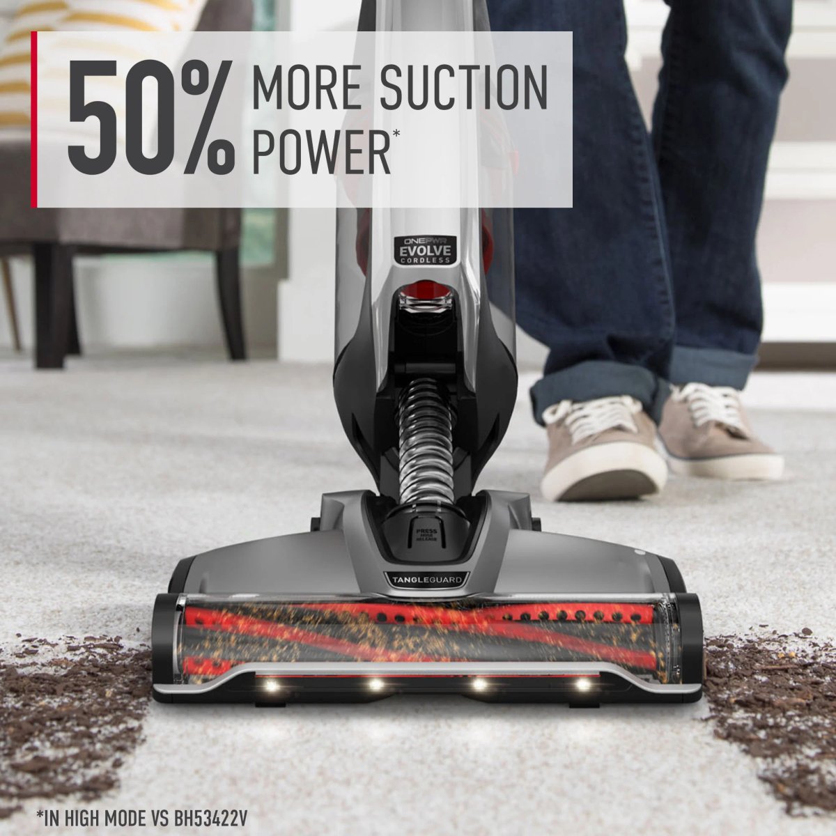 Hoover ONEPWR Evolve Pet cleaning carpet