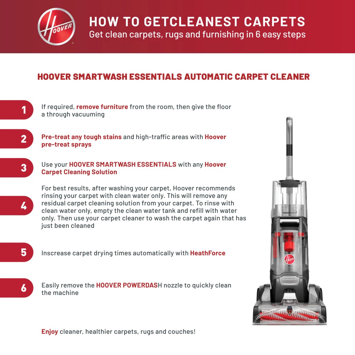 Hoover SmartWash+ Automatic Carpet Cleaner