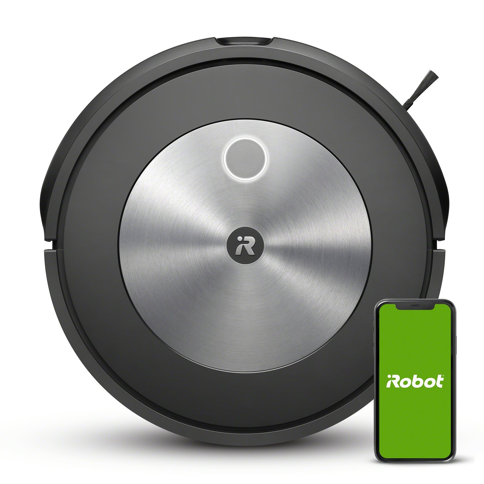 iRobot Roomba j7 studio hero with phone