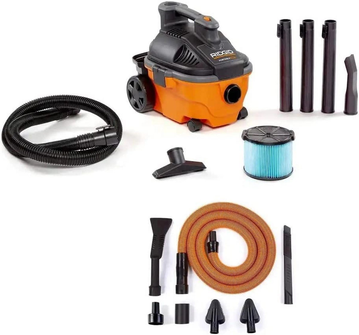 Ridgid WD4080 4-gallon wet dry vacuum with accessories and hose